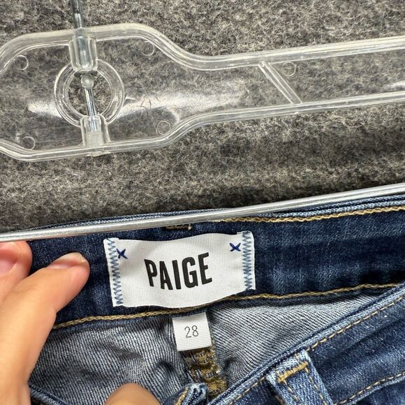 Paige Jeans Women 28 Plus Blue Denim Medium Wash Verdugo Ankle Mid Rise Cut Off - Picture 6 of 9